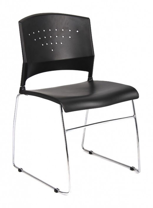 Black Stack Chair With Chrome Frame, 1Pc Pack