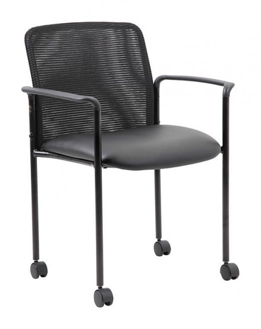 Mesh Guest Chair with Casters, Black