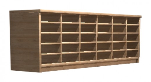 Wall Mounted Hutch w/Pigeonholes - 72x16x22.5