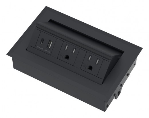 Hide-A-Dock, 2x 120V AC, USB-C, USB-A