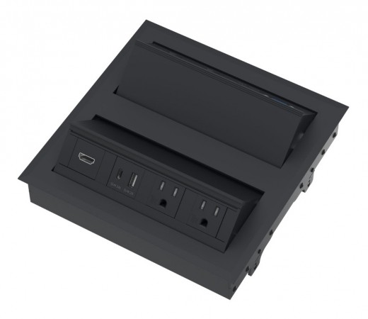 Hide-A-Dock, 4x 120V AC, 2x USB-C, 2x USB-A, HDMI, VGA