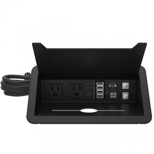 Hide-A-Dock, 2x 120V AC, 3x USB-A, HDMI, VGA, Phone, Ethernet