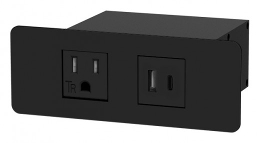 Apollo Lite, Recessed Outlet, Black Faceplate