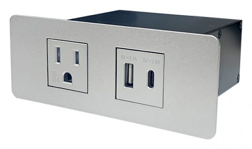 Apollo Lite, Recessed Outlet, Satin Aluminum Faceplate