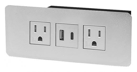 Apollo, Recessed Outlet, Satin Aluminum Faceplate