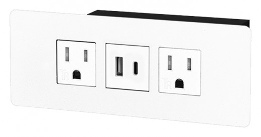 Apollo, Recessed Outlet, White Faceplate