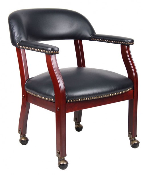 Captain's guest, accent or dining chair in Vinyl W/ Casters