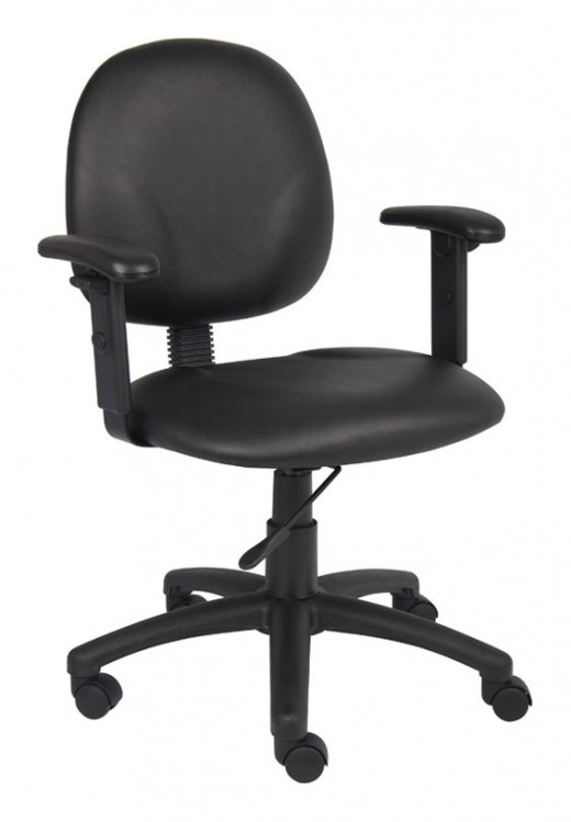 Diamond Task Chair In Black Antimicrobial Vinyl W/ Adjustable Arms