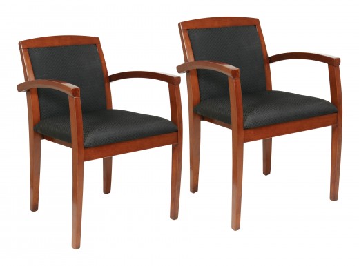 Light Cherry Leg Chair With Upholstered Seat And Wood Slat Back