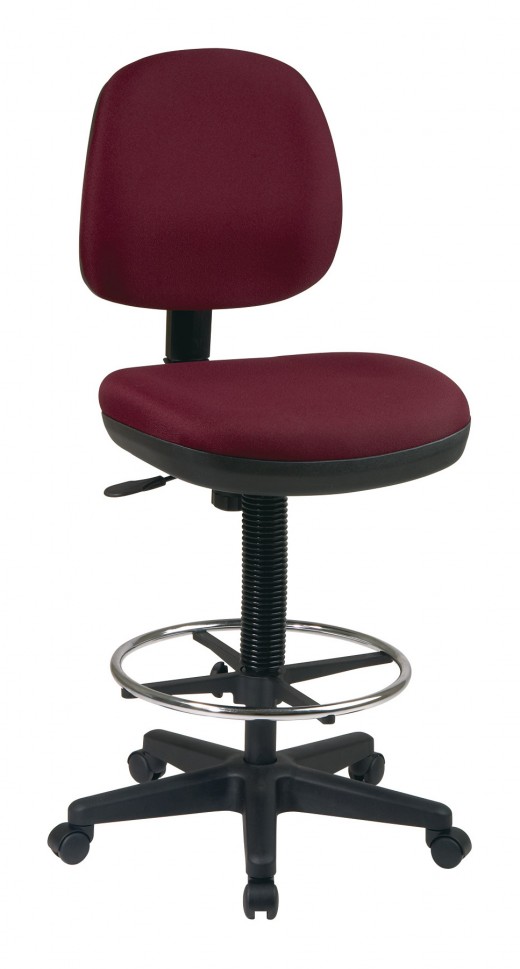 Contemporary Drafting Chair with Flex Back, Red 227 Upholstery