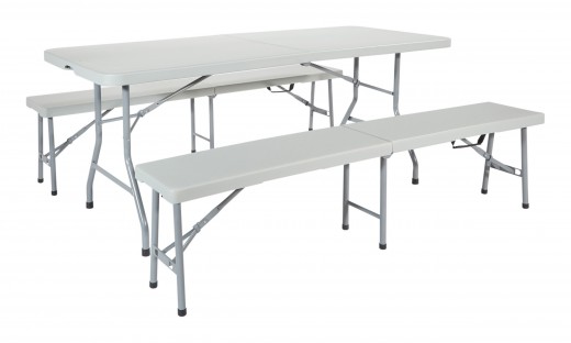 3 Piece Folding Table and Bench Set