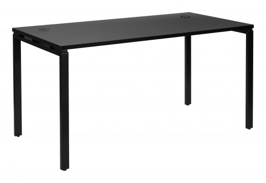 60” Writing Desk with Black Laminate Top and Black Finish Metal Legs