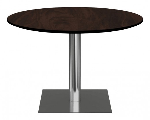 29W x 29D x 42H - Carina Round Table, Knife Edge Bevel, Polished Chrome Base