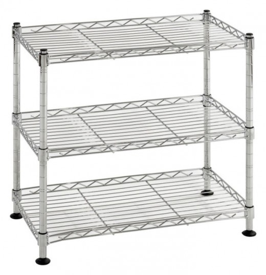 3 Shelf Chrome Wire Storage Unit - 18W x 10D x 18H