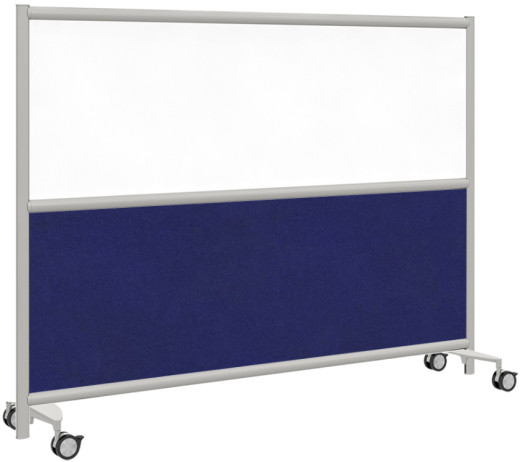 Urban Wall 2-Core Panel Room Divider w/ 4 Wheels, Whiteboard Panel, Echo Scape Fabric - 61W x 54H