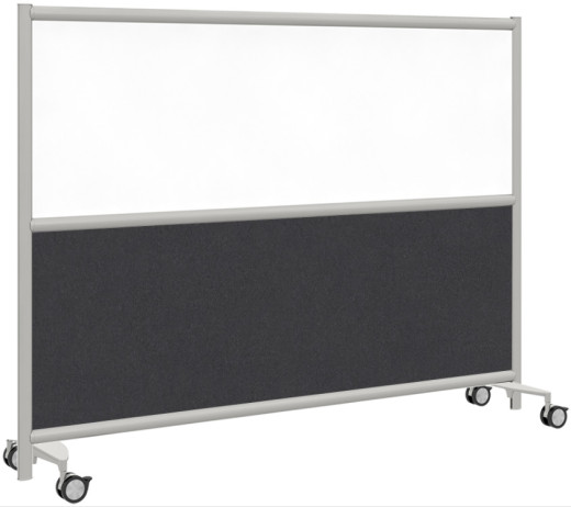 Urban Wall 2-Core Panel Room Divider w/ 4 Wheels, Whiteboard Panel, Echo Scape Fabric - 73W x 54H