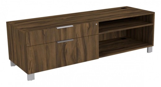 Left Single Box/Lateral Credenza, Silver Feet, 1 Adjustable Shelf, 4 Grommets - 72W x 24D x 22H