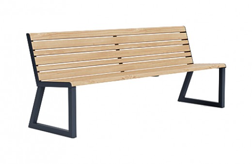 79W x 24D x 32H - Bench with Backrest in Faux Wood Look