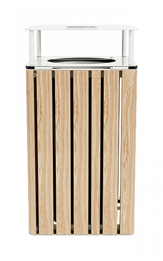 19W x 19D x 38H - Litter Bin with Lid in Faux Wood Look