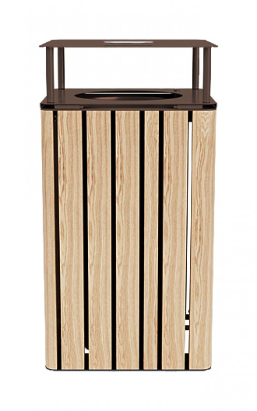 19W x 19D x 38H - Litter Bin with Lid in Faux Wood Look