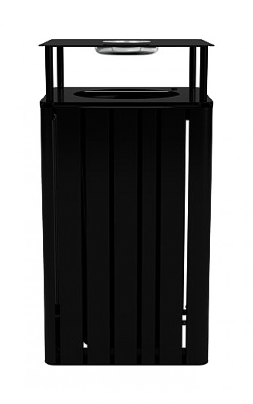 19W x 19D x 38H - Litter Bin with Lid and Ashtray in Dipped-Look Color