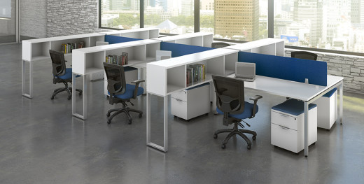 6 Person Workstation with Hutch