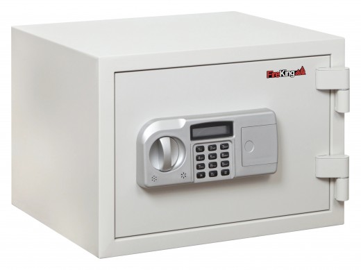 One Hour Fire Rated, .53 Cubic Ft Safe w/Tray, White - 17W x 14D x 12H