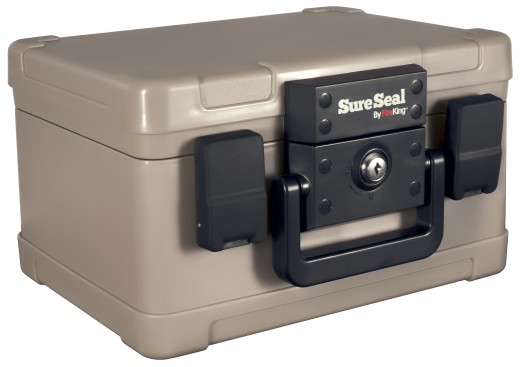 30 Minute Fire & Water Resistant Chest, .15 Cubic Ft, Taupe - 13W x 10D x 8H