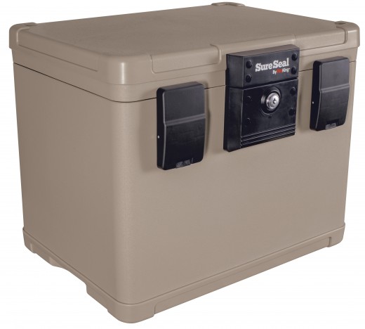 30 Minute Fire & Water Resistant Chest, .40 Cubic Ft, Taupe - 16W x 13D x 13H