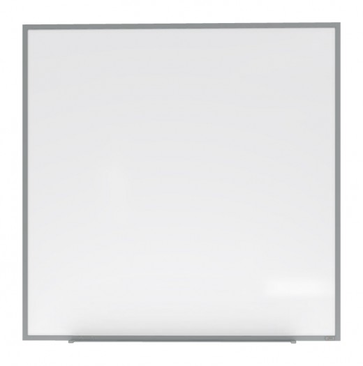 4'x4' Aluminum Frame Porcelain Magnetic Whiteboard, 1 Marker, 1 Eraser