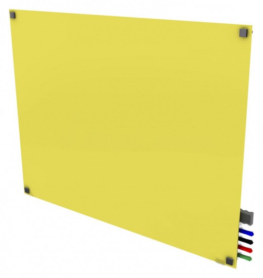 3'x4' Harmony Magnetic Glass Board, Square Corners, 4 Rare Earth Magnets, 4 Markers, 1 Eraser