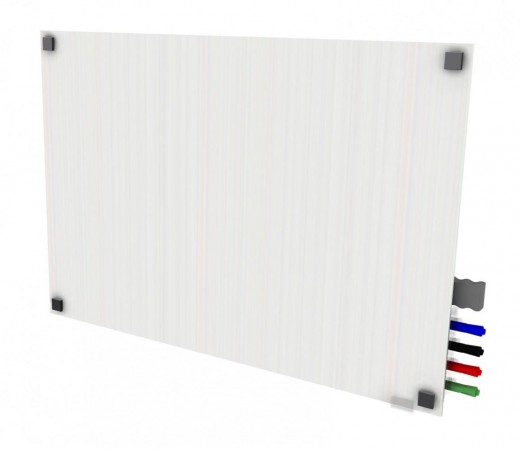 2'x3' Harmony Magnetic Glass Board, Square Corners, 4 Rare Earth Magnets, 4 Markers, 1 Eraser