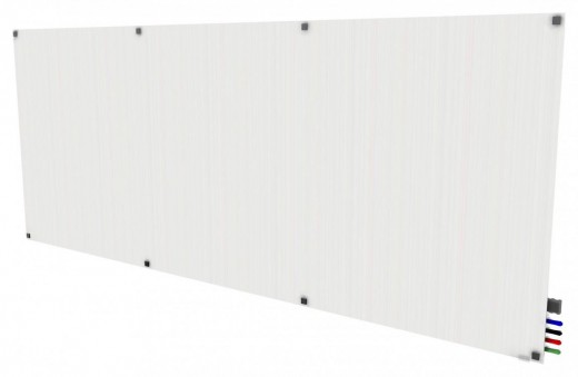 4'x10' Harmony Magnetic Glass Board, Square Corners, 4 Rare Earth Magnets, 4 Markers, 1 Eraser