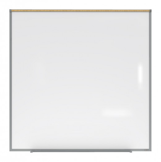 4'x4' Aluminum Frame Porcelain Magnetic Projection Whiteboard w/ 1 Maprail