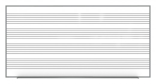 4'x8' M1 Style Porcelain Magnetic Whiteboard with Music Staff, 4 Markers, Eraser 