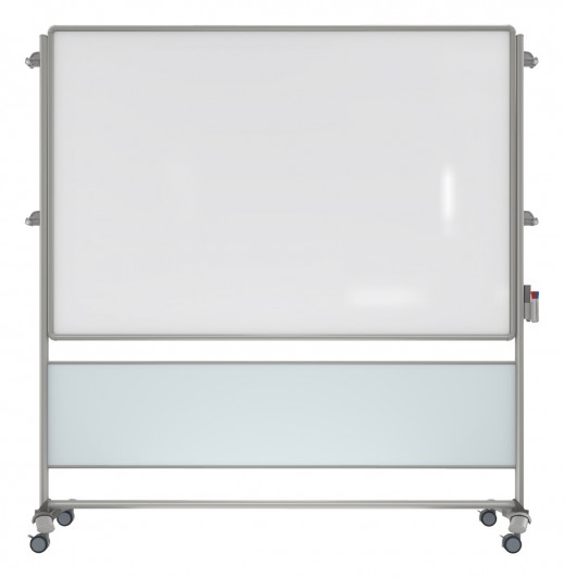 46x70 Nexus IdeaWall Easel - Double-Sided Mobile Porcelain Magnetic Whiteboard - Frosted