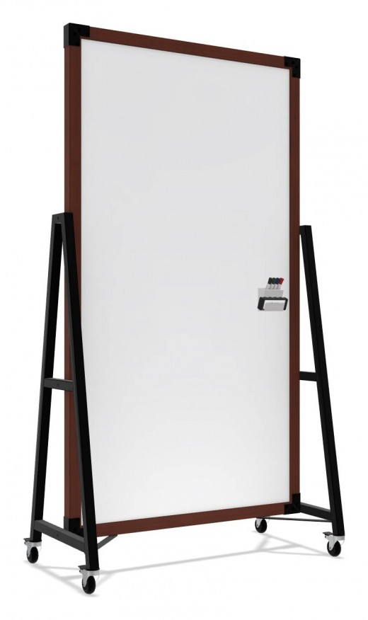 Prest Mobile Magnetic Whiteboard, Oak Frame, 74H x 40W