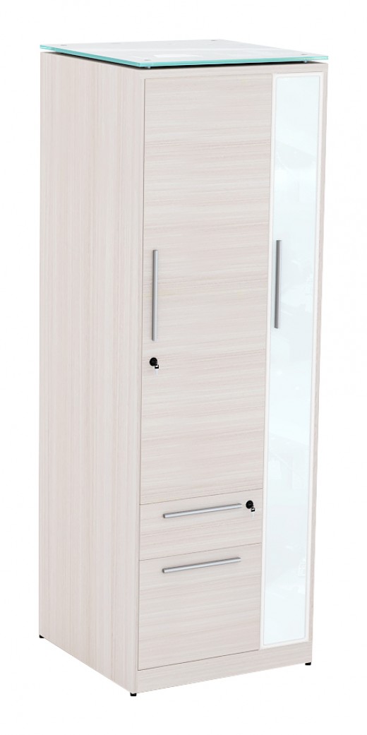 Wardrobe Storage Cabinet, Reversible, B/F Drawers, Cabinet/Adjustable Shelves, Glass Door/Hanger Bar, 1 Shelf - 24 x 24 x 70