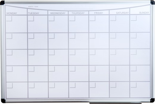 Viztex Lacquered Steel Magnetic Monthly Planner Dry Erase Board with an Aluminium Frame - 24 x 36 x .5