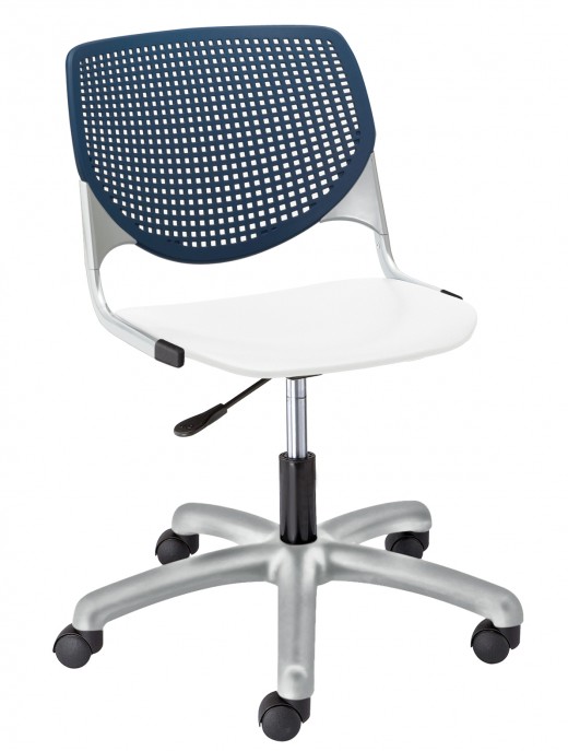 19.3 x 22 x 31-35 - Low Back Office Chair, White Seat