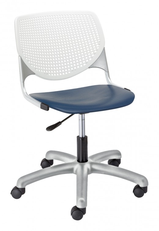 19.3 x 22 x 31-35 - Low Back Office Chair, White Backrest