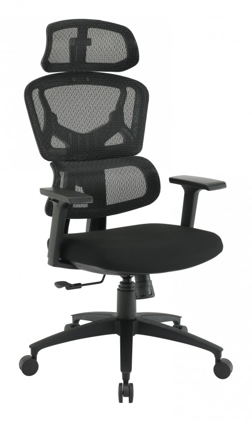 Mesh Back Manager's Chair with Headrest - 28.5 x 25.5 x 47.75