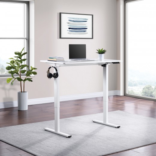 Primo Electric Sit Stand Desk, White Base and Top - 48W x 24D x 29-48H