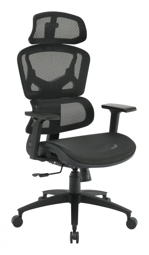 Mesh Back Manager's Chair with Headrest - 28.5 x 26.25 x 47.75-53.2