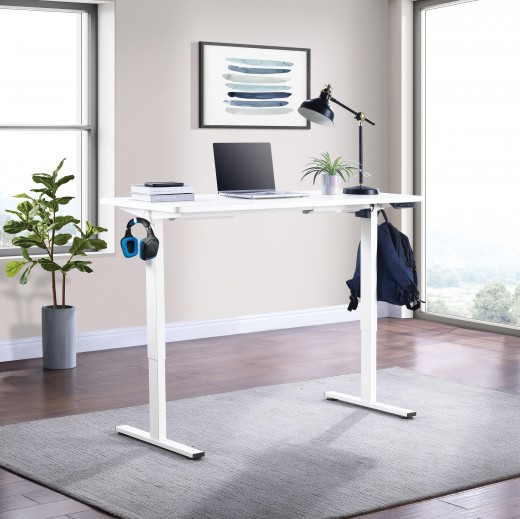 Primo Electric Sit Stand Desk, White Base and Top - 60W x 24D x 29-48H