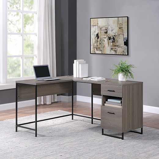 Hangley L Desk w/ Drawers and Power - 58W x 48D x 30H