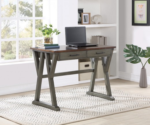 Jericho Rustic Writing Desk w/ Drawers in Slate Grey Finish