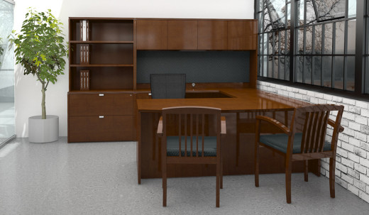 Six U Shaped Desks to Fill Out a Large Office Space