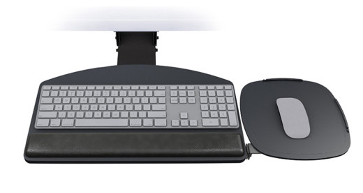 Articulating Keyboard Tray for Radius Corner Worksurfaces