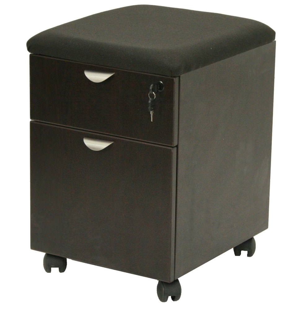 Box/File Mobile Pedestal with Black Padded Seat